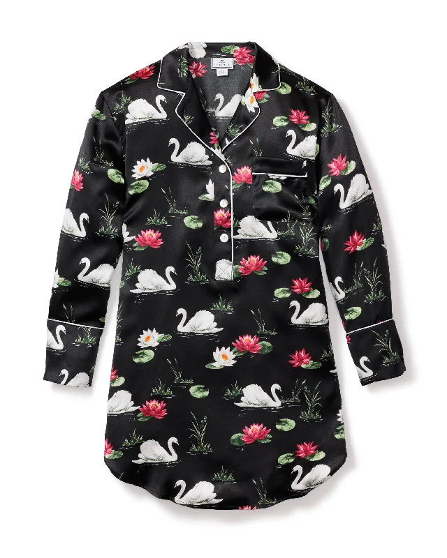 Women's Silk Nightshirt in 5th Avenue Swans