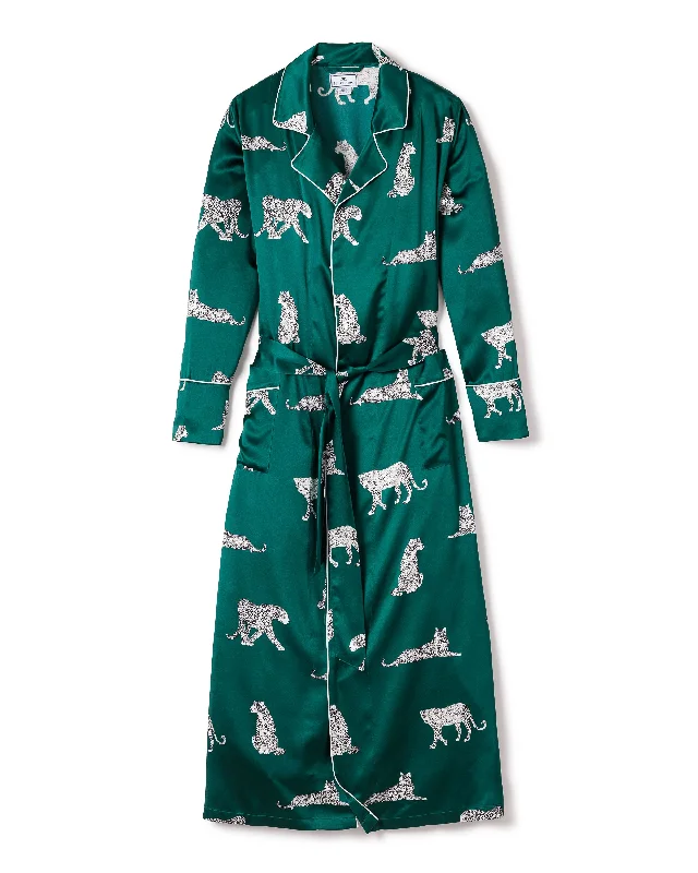 Women's Silk Long Robe in Panthère de Luxe