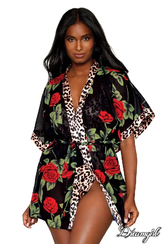 2 PC Rose & Leopard Teddy & Robe