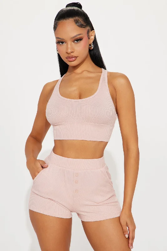 Choosing Comfort Ribbed PJ Short Set - Taupe