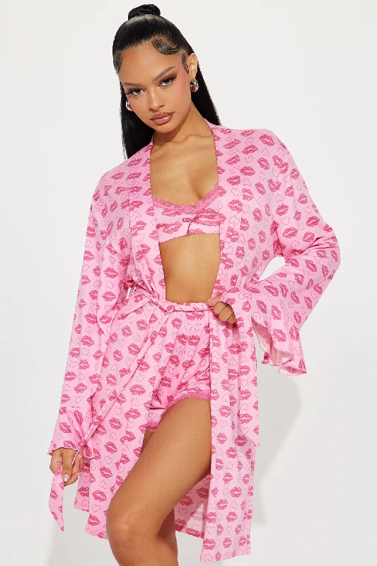 Kiss Kiss PJ Robe Set - Pink/combo