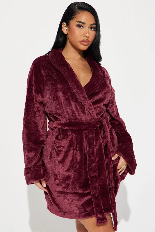 Major Relaxation Plush PJ Robe - Burgundy