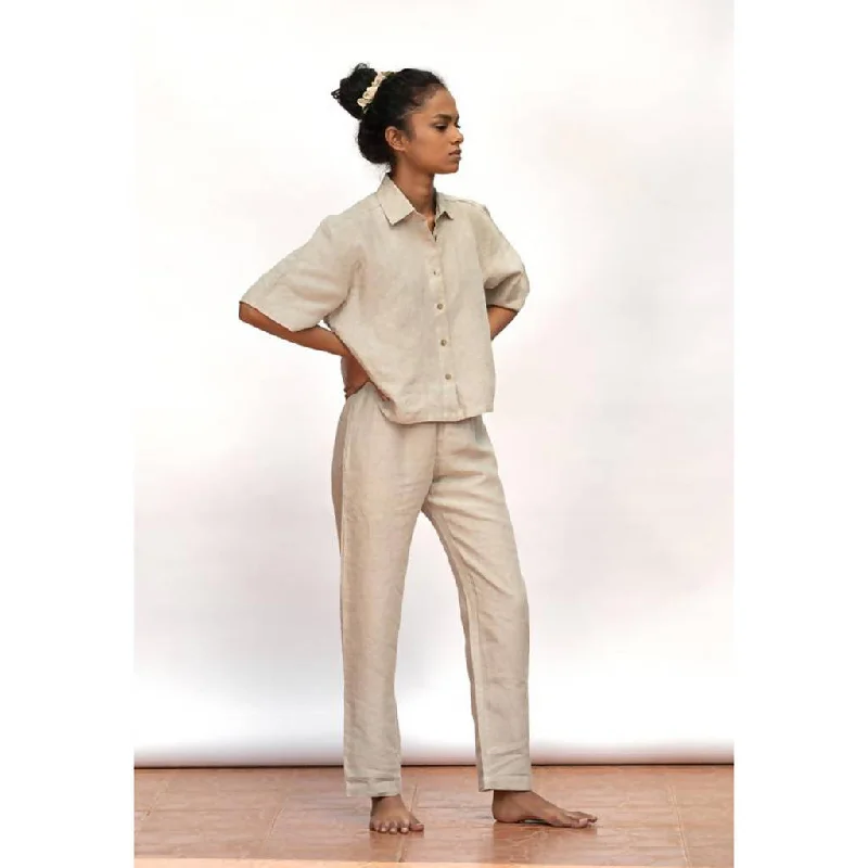 Pure Linen Pyjama Set | Ecru