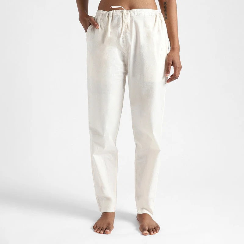 Organic Cotton White Women Pants | Slim Fit