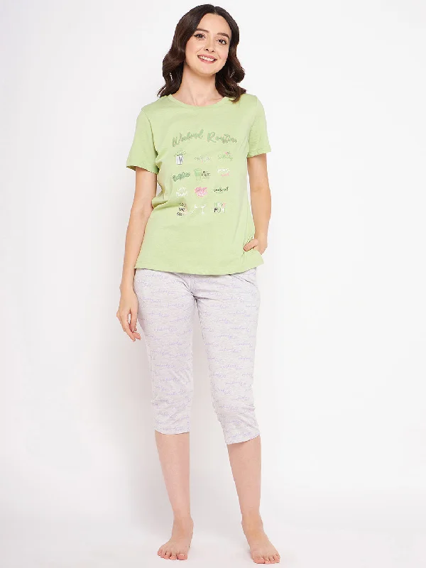 Msecret Lime Typography Nightsuit