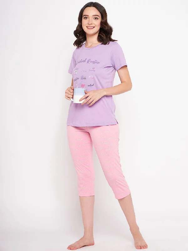 Msecret Mauve Typography Nightsuit