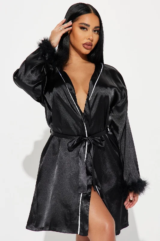 Sweet Dreams Satin PJ Robe - Black