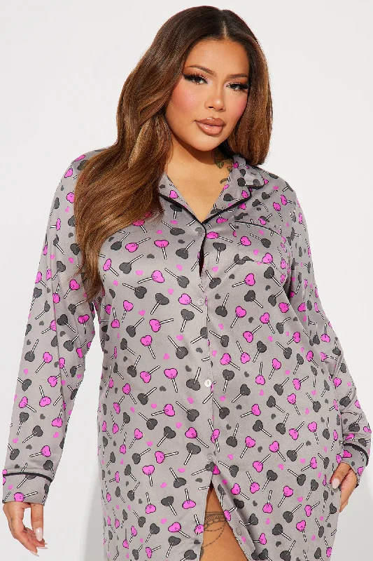 Sweeter Than Candy PJ Sleep Shirt - Grey/combo