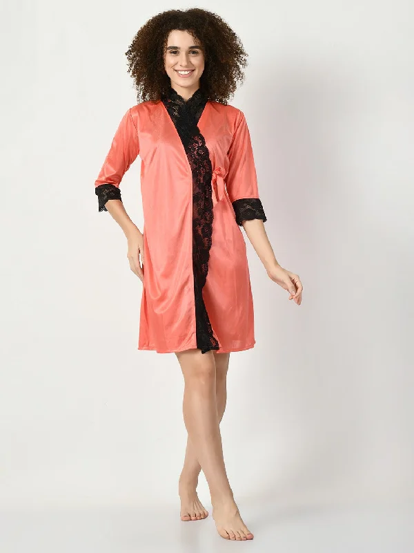 Women's Satin Peach Nightdress - Legit Affair