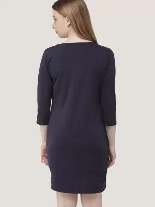 Women Night Dress 3/4 Sleeve Combo (Black, Blue)