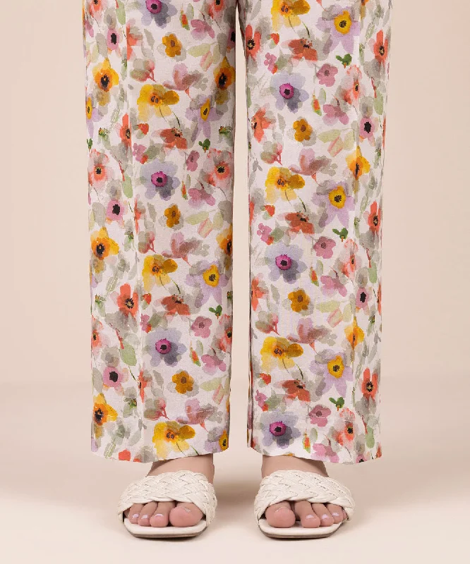 Printed Cambric Straight Pants