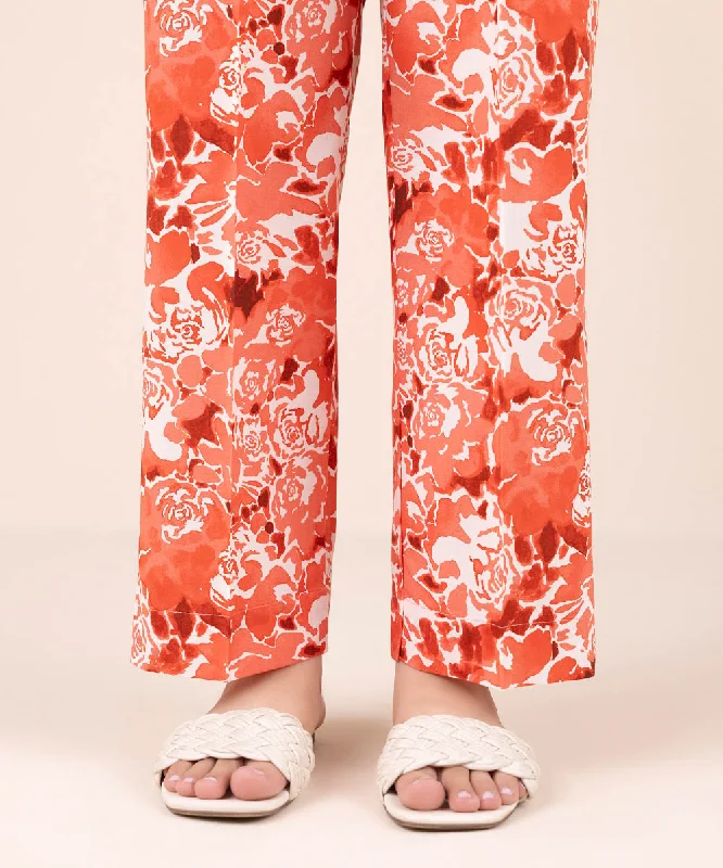 Printed Cambric Straight Pants