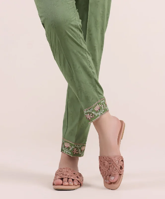 Embroidered Jacquard Cigarette Pants