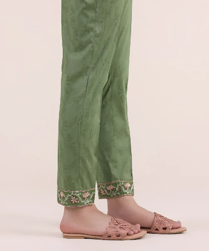 Embroidered Jacquard Cigarette Pants