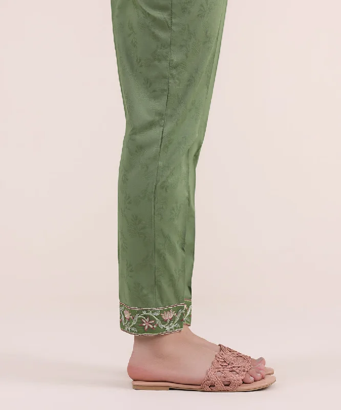 Embroidered Jacquard Cigarette Pants