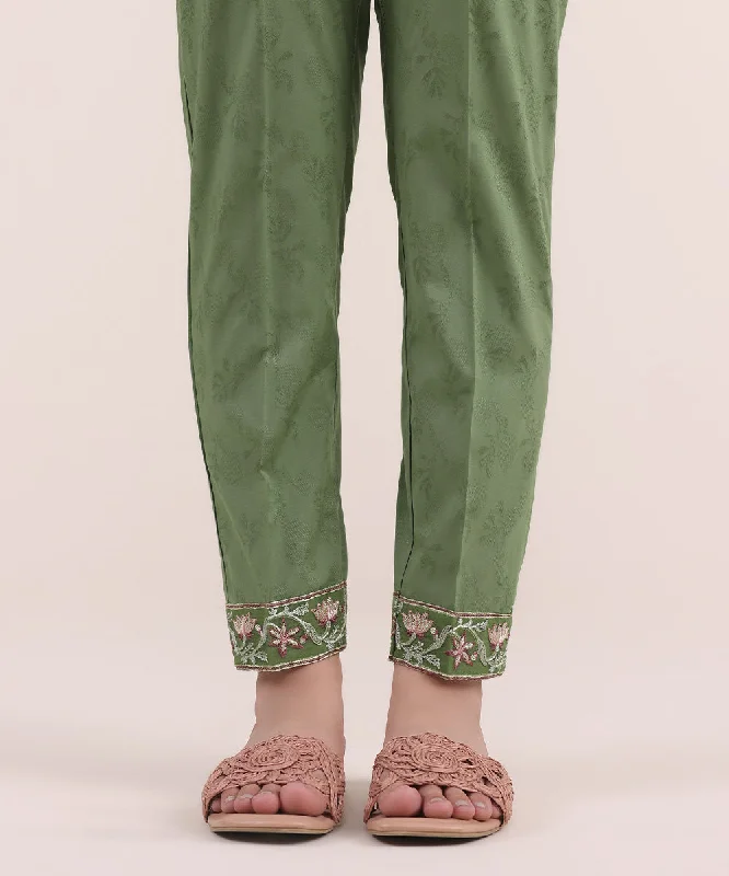 Embroidered Jacquard Cigarette Pants