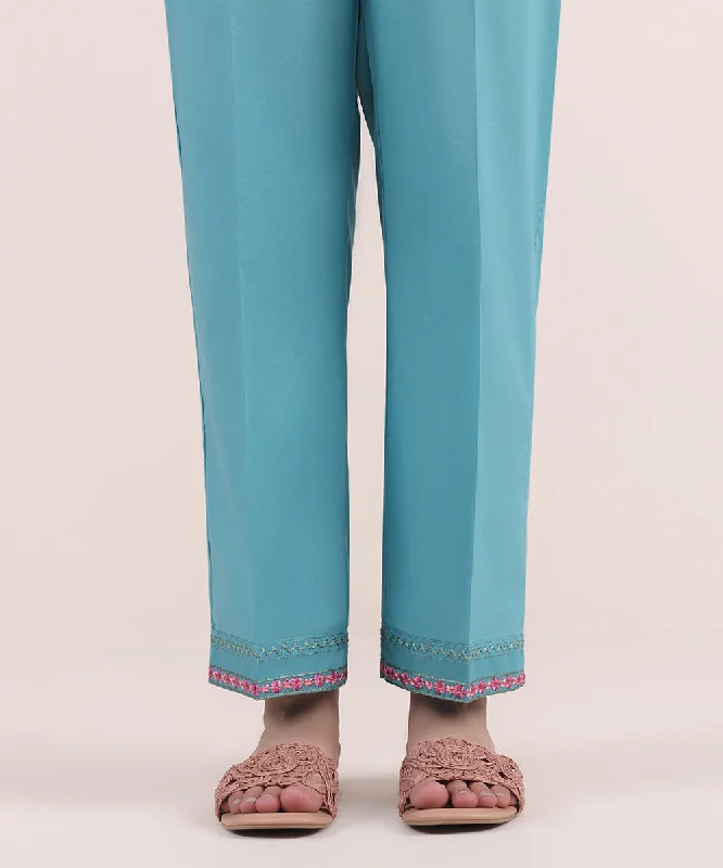 Embroidered Cambric Straight Pants