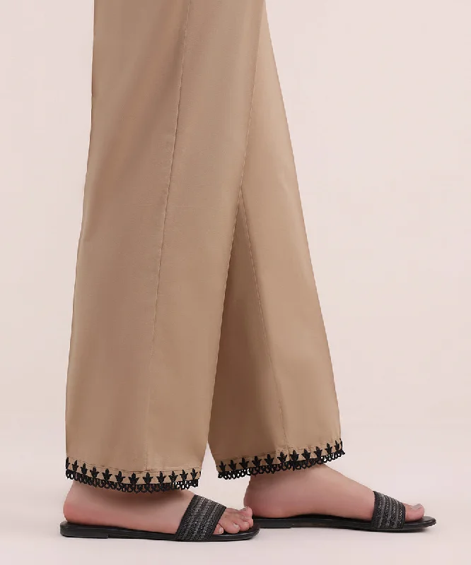 Embroidered Cambric Straight Pants