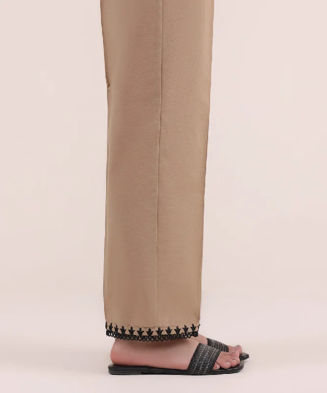 Embroidered Cambric Straight Pants