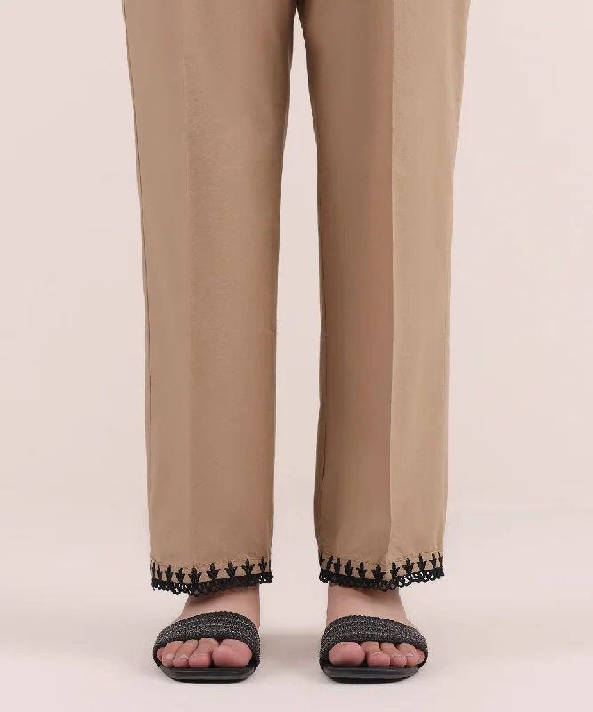 Embroidered Cambric Straight Pants