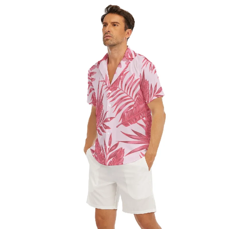 Pink Hawaiian All-Over Print Men's Deep V-neck Short Sleeve T-shirt