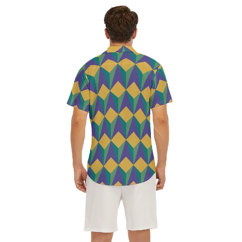 Bold Geometric Deep V-neck Short Sleeve T-shirt