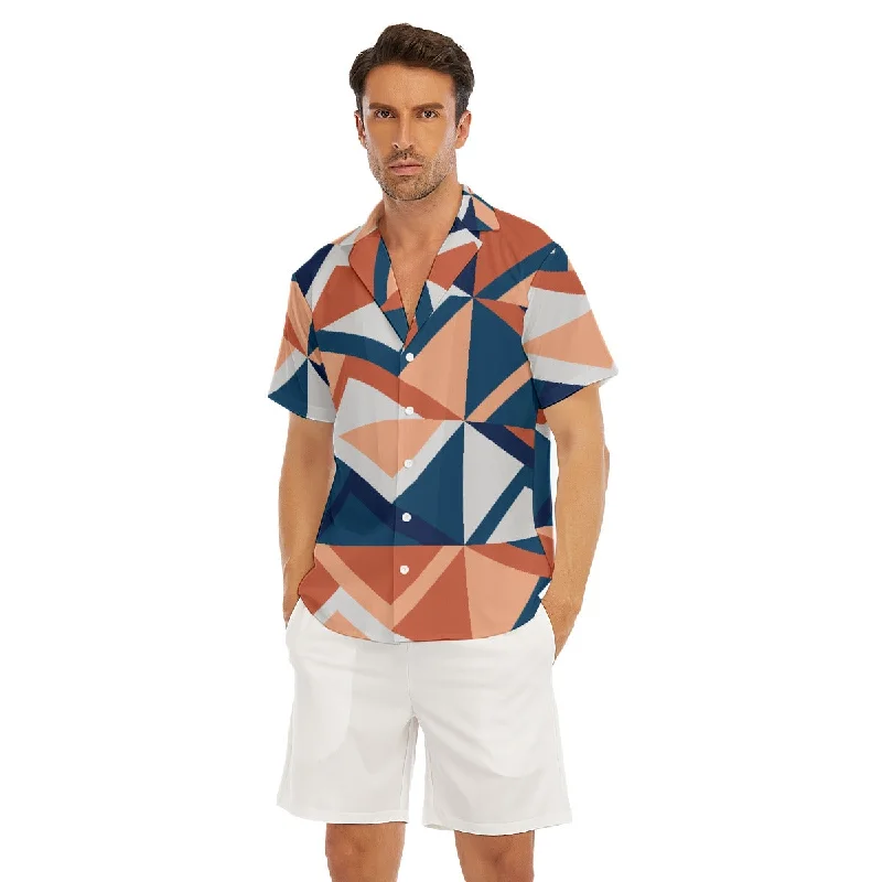 Multi-Color Shape Deep V-neck Short Sleeve T-shirt