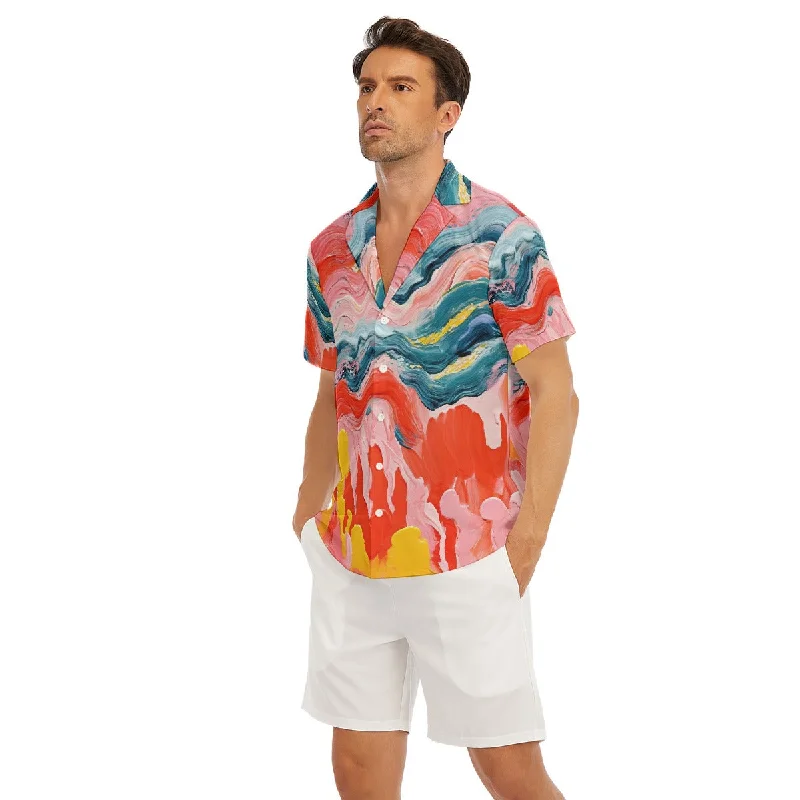 Liquid Paint Deep V-neck Short Sleeve T-shirt