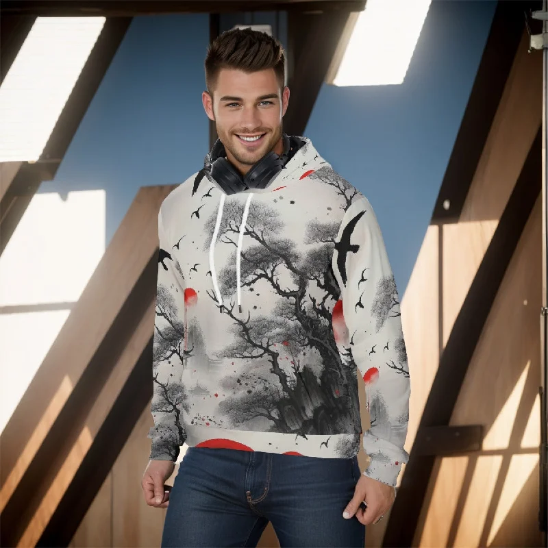 Japanese Style Print Men's Pullover Hoodie