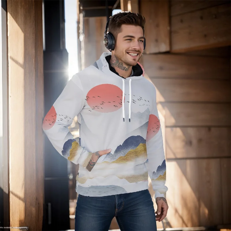 Abstract Sun Mountain Print Men's Pullover Hoodie