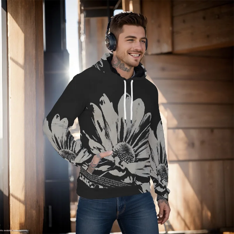 Posterize Flower Print Men's Pullover Hoodie