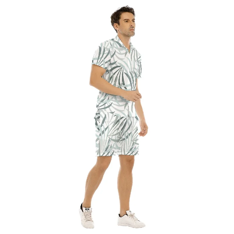 Tall Grass Leaves Pattern Men's Short Sleeve Shirt Set