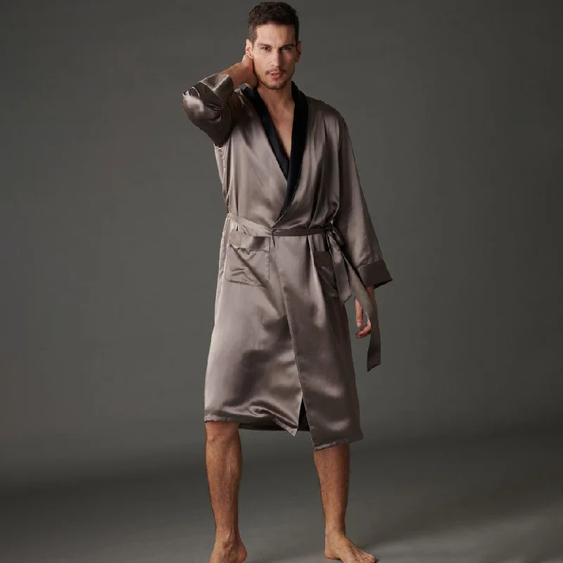 Best Luxury Silk Robe For Mens Long Sleeves Silk Sleepwear Silk Bathrobe