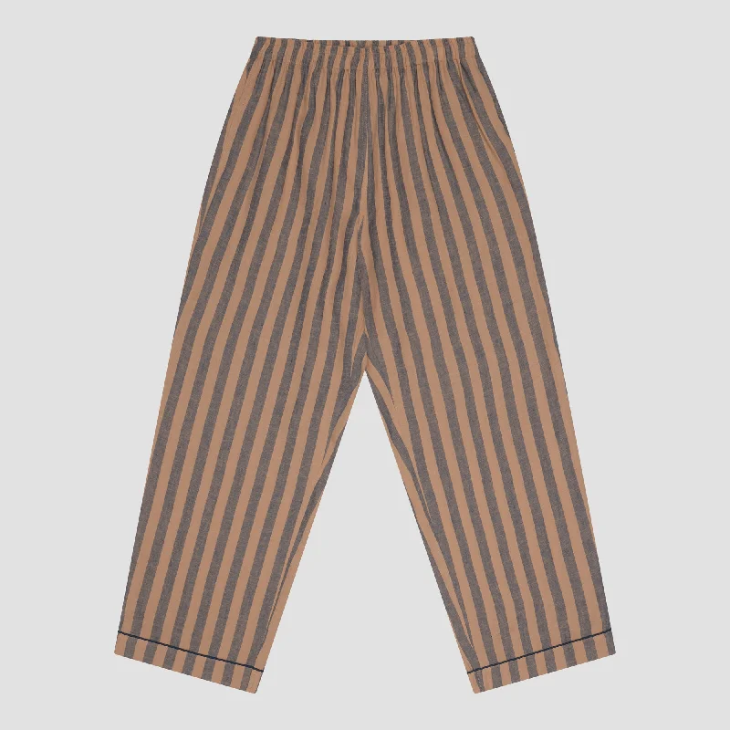 Blue & Porcini Striped Linen Men's PJ Trousers