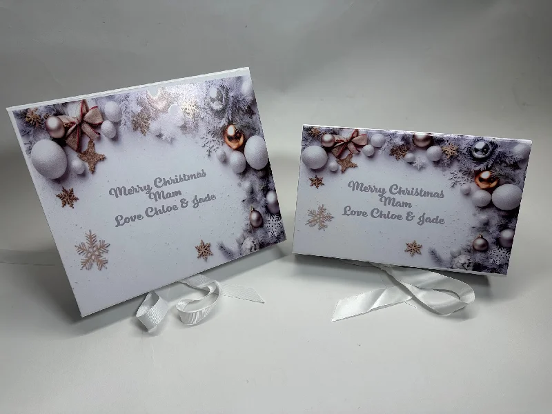 Christmas Personalised Silver Baubles theme gift boxes