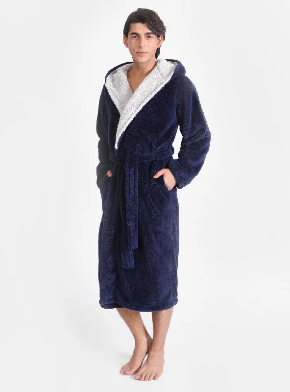 Flannel Soft Plush Long Bathrobe with Hooded