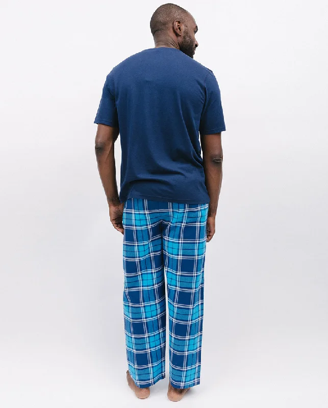 Brushed Blue Check Pyjama Bottoms