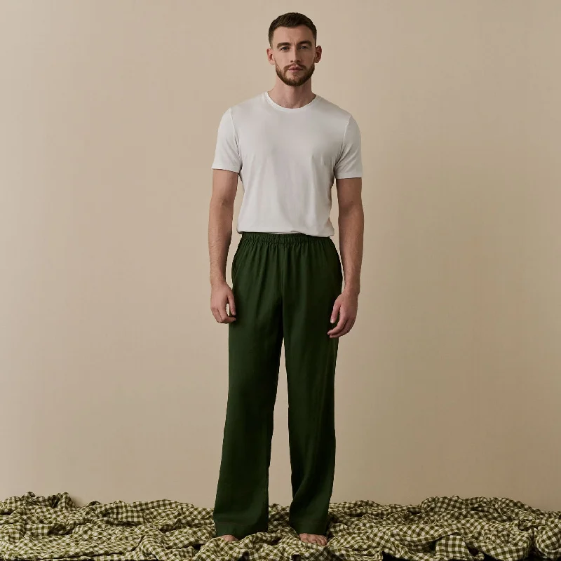 Men's Fern Green Linen Pyjama Trousers