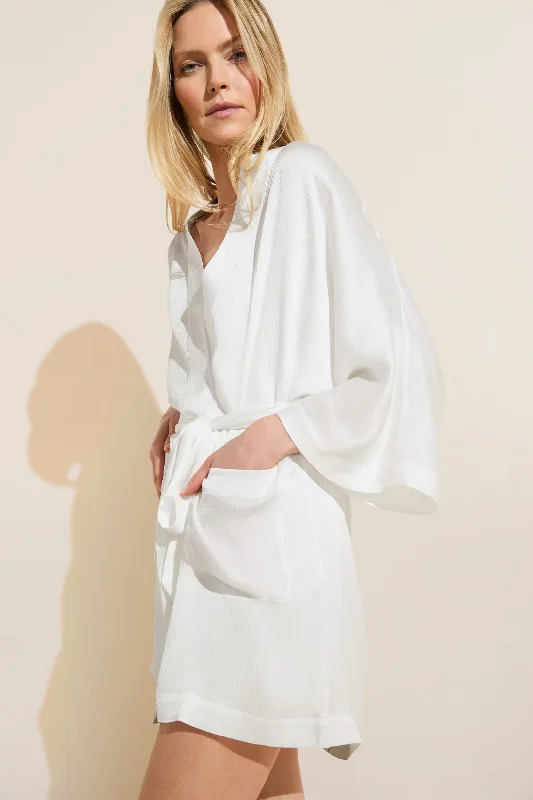 Inez Textured Washable Silk Short Robe