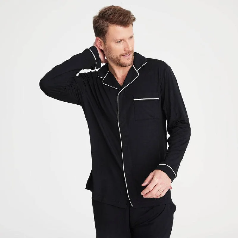 men's onyx modal magnetic classic with a twist long sleeve pajama set