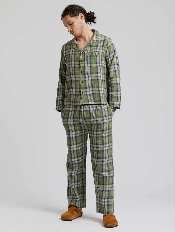 Jim Jam Men's GOTS Organic Cotton Pyjama Set Pine Green