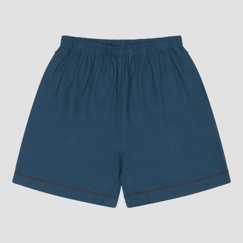 Marine Blue Linen Men's Pyjama Shorts