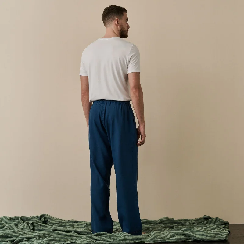 Marine Blue Linen Men's Pyjama Trousers