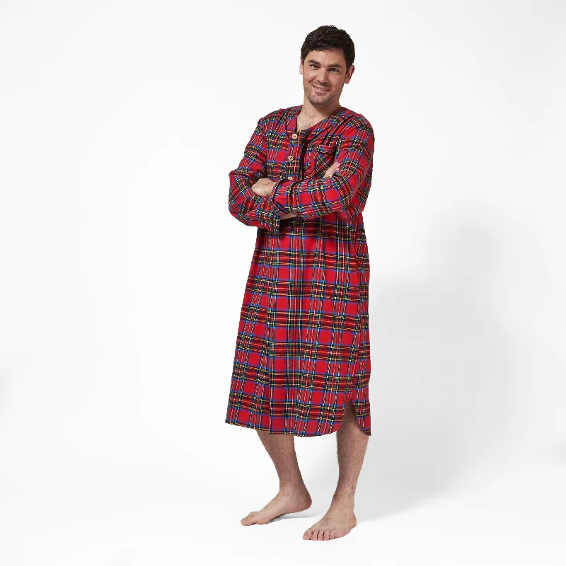 Men's Flannel Nightshirt in Royal Stewart Tartan