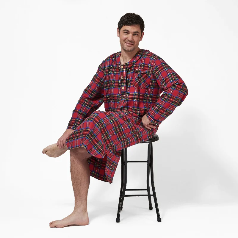 Men's Flannel Nightshirt in Royal Stewart Tartan