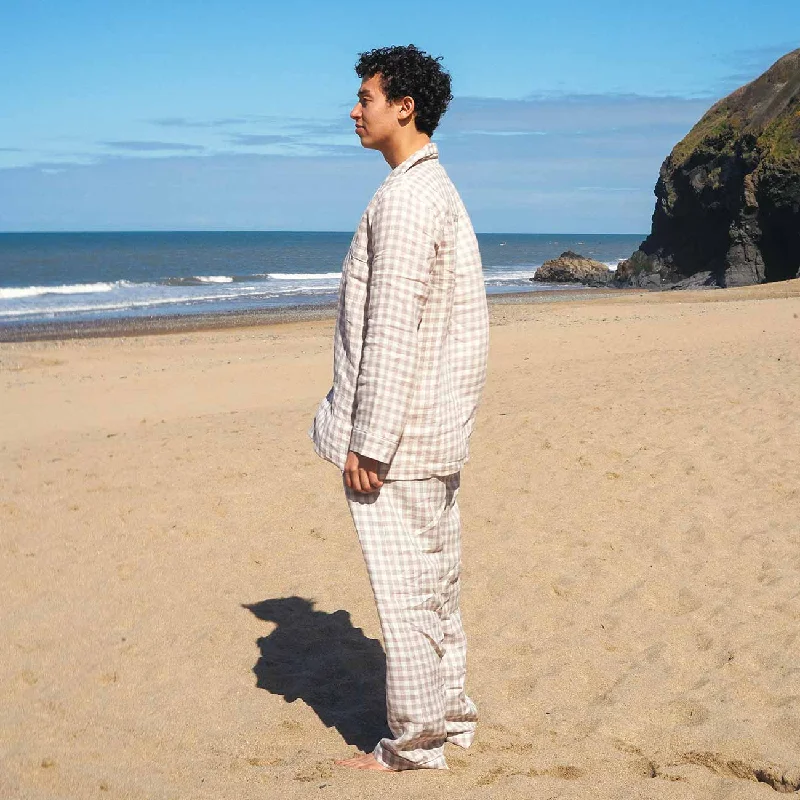 Men's Mushroom Gingham Pyjama Trousers