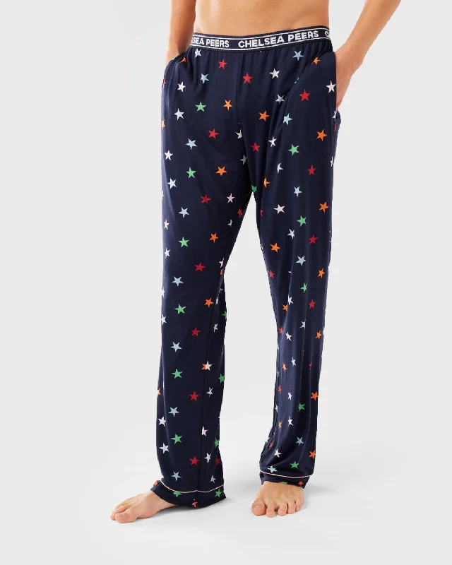 Men's Navy & Multi-coloured Stars Straight-Leg Pyjama Bottoms