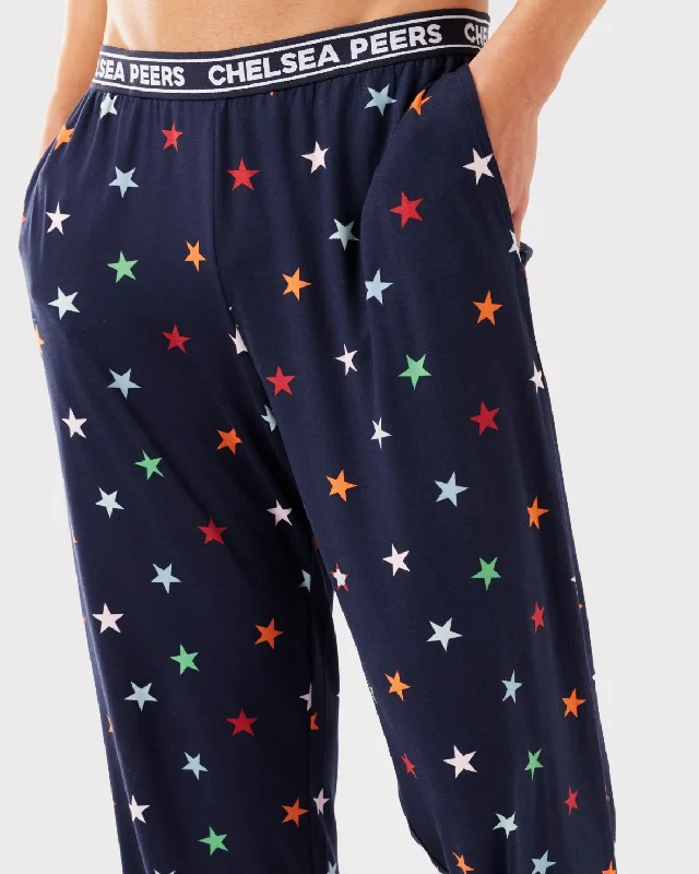 Men's Navy & Multi-coloured Stars Straight-Leg Pyjama Bottoms