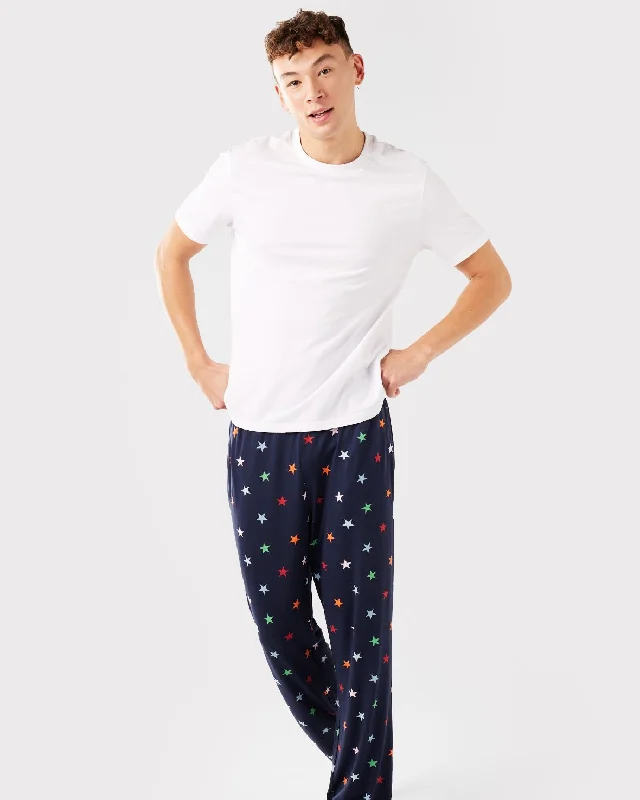 Men's Navy & Multi-coloured Stars Straight-Leg Pyjama Bottoms