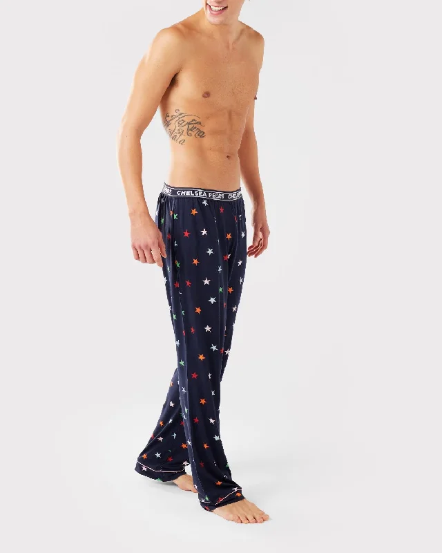 Men's Navy & Multi-coloured Stars Straight-Leg Pyjama Bottoms